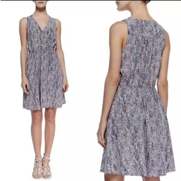 Rebecca Taylor 100% Silk Summer Rain Pintuck Pleated Mini Dress 6 Elastic Waist - Picture 1 of 14